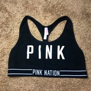 Victoria secret pink black crop sports bra large